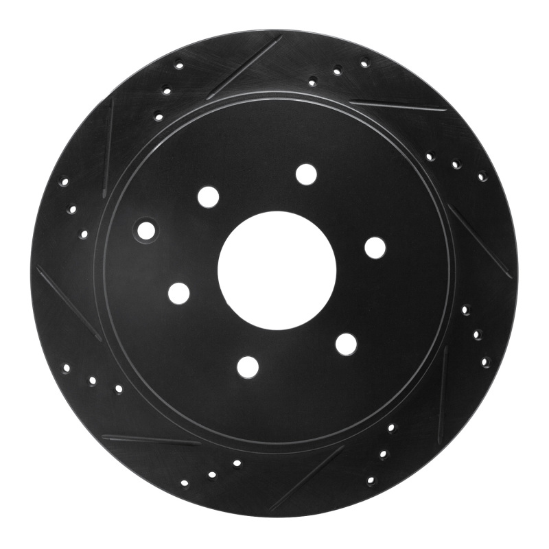Picture of R1 10-24 Infiniti QX56 Rear Left Drilled & Slotted Black Brake Rotor