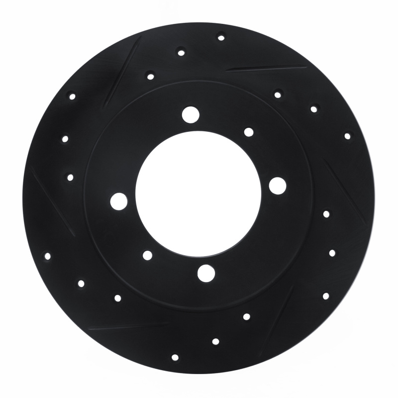 Picture of R1 88-93 Dodge 2000 GTX Rear Left Drilled & Slotted Black Brake Rotor