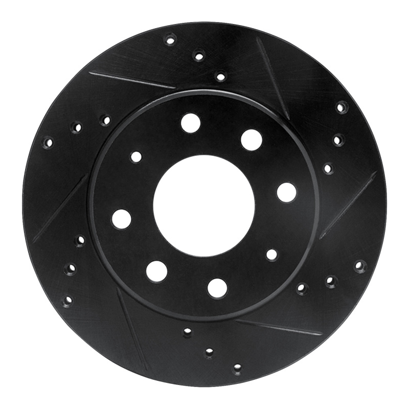 Picture of R1 88-07 Dodge Colt Front Right Drilled & Slotted Black Brake Rotor
