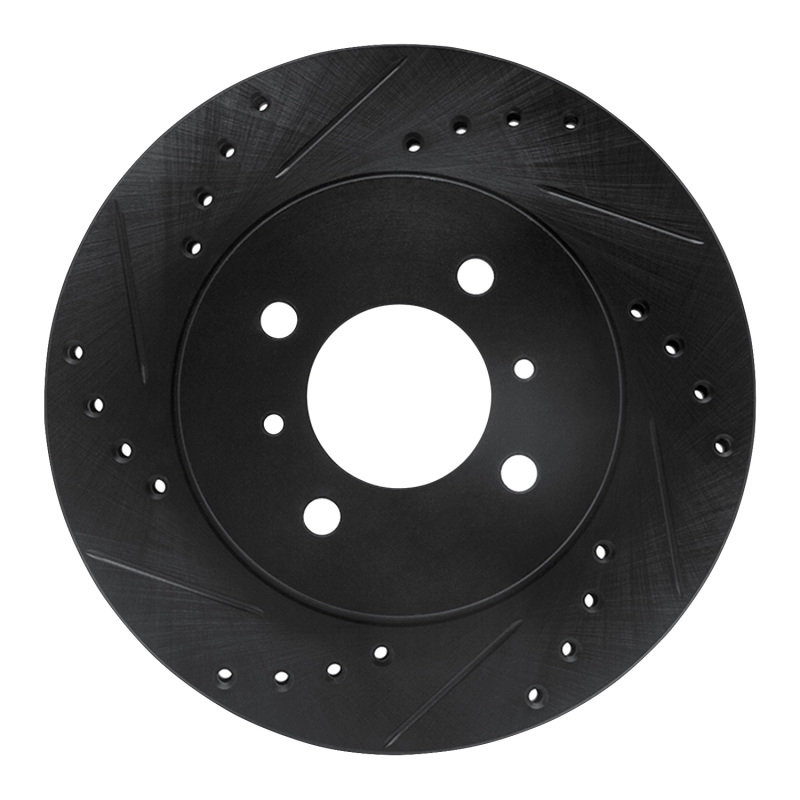 Picture of R1 98-07 Mitsubishi Mirage Front Left Drilled & Slotted Black Brake Rotor