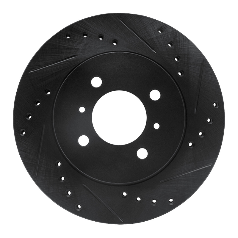 Picture of R1 98-07 Mitsubishi Lancer Front Right Drilled & Slotted Black Brake Rotor
