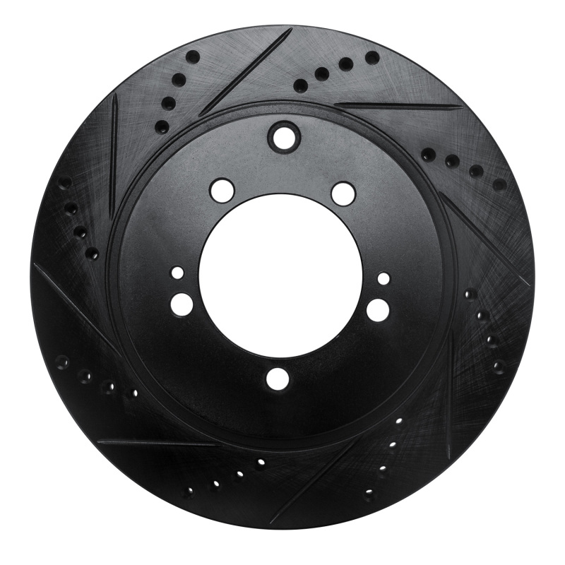 Picture of R1 03-06 Mitsubishi Lancer Rear Left Drilled & Slotted Black Brake Rotor