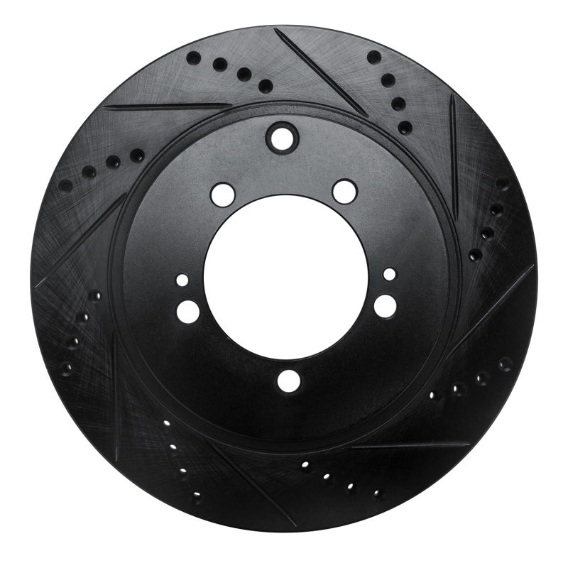 Picture of R1 03-06 Mitsubishi Lancer Rear Right Drilled & Slotted Black Brake Rotor