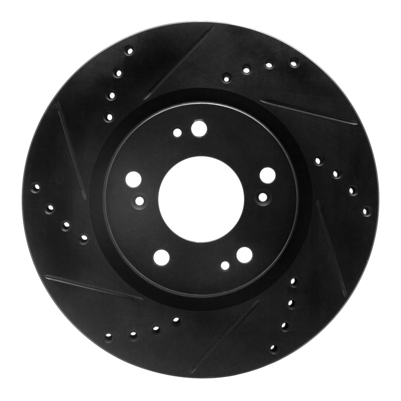 Picture of R1 04-12 Mitsubishi Galant Front Left Drilled & Slotted Black Brake Rotor