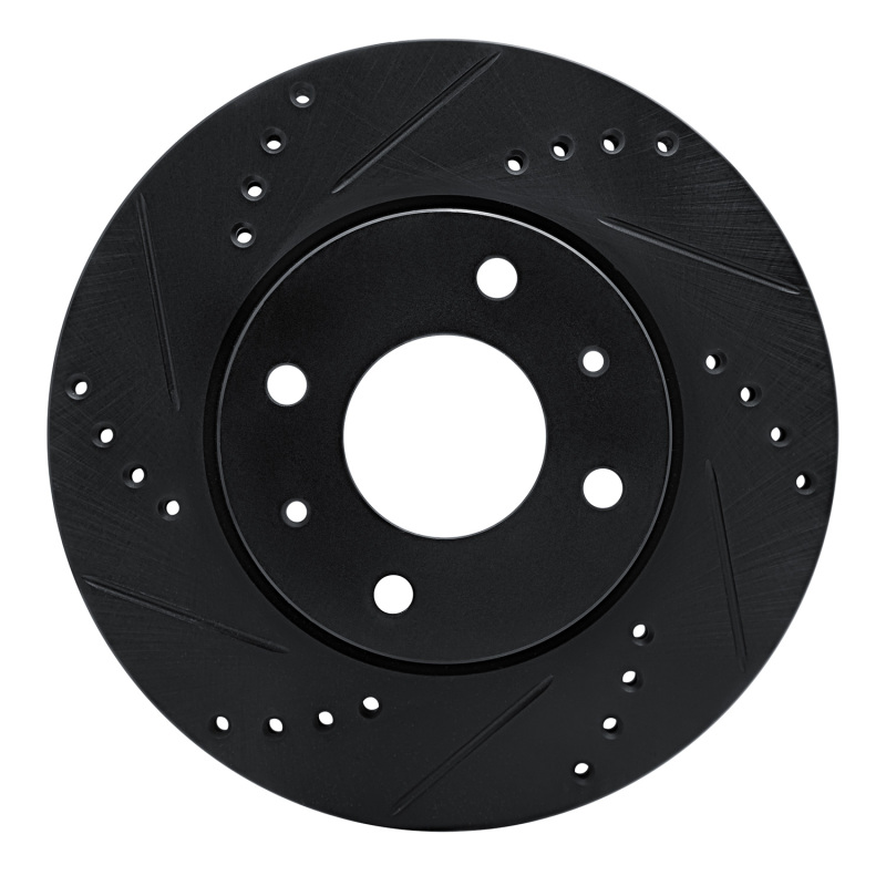 Picture of R1 04-04 Mitsubishi Lancer Front Left Drilled & Slotted Black Brake Rotor