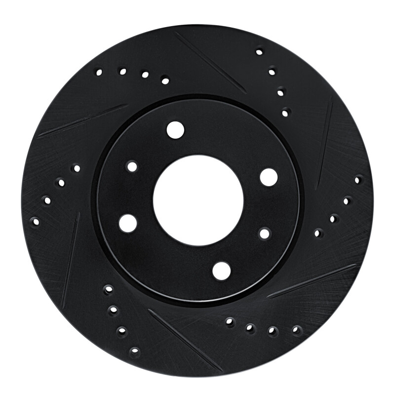 Picture of R1 04-04 Mitsubishi Lancer Front Right Drilled & Slotted Black Brake Rotor