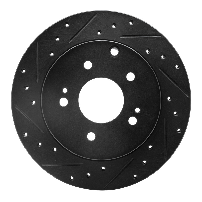 Picture of R1 06-12 Mitsubishi Eclipse Rear Left Drilled & Slotted Black Brake Rotor