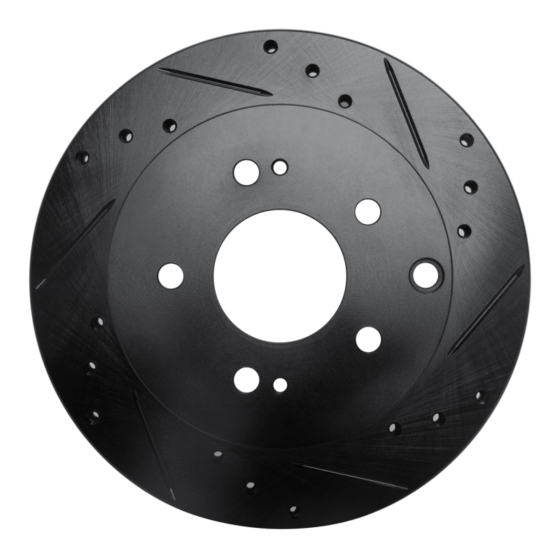 Picture of R1 06-12 Mitsubishi Eclipse Rear Right Drilled & Slotted Black Brake Rotor