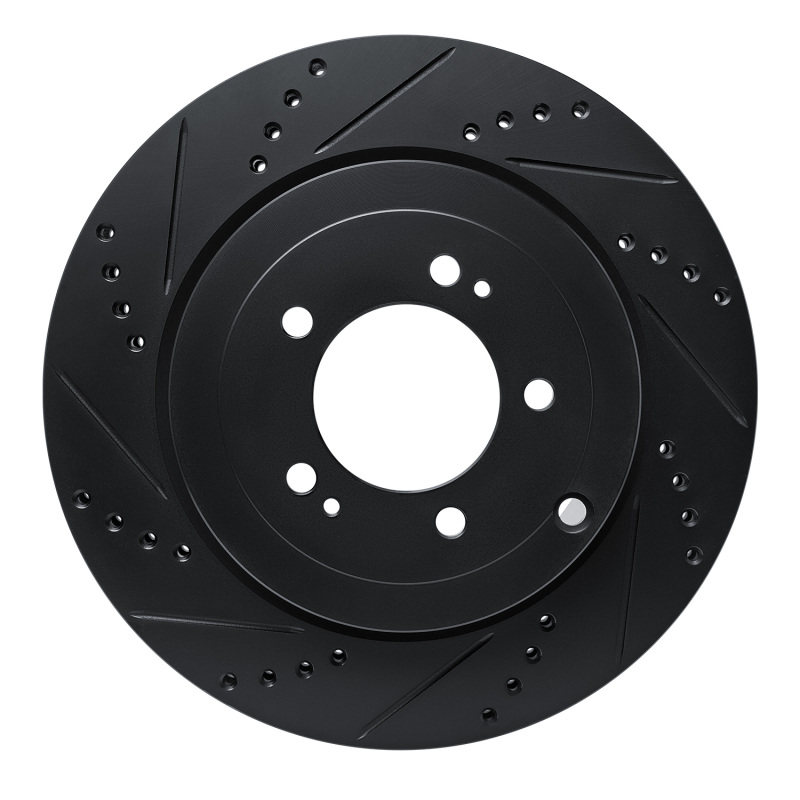 Picture of R1 08-15 Mitsubishi Lancer Rear Left Drilled & Slotted Black Brake Rotor