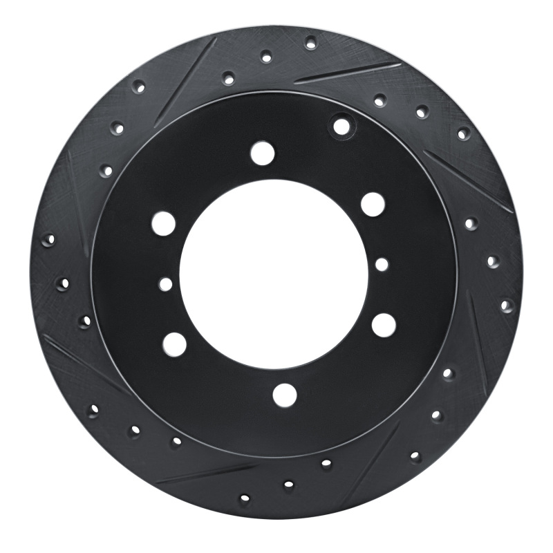Picture of R1 90-04 Mitsubishi Montero Rear Left Drilled & Slotted Black Brake Rotor