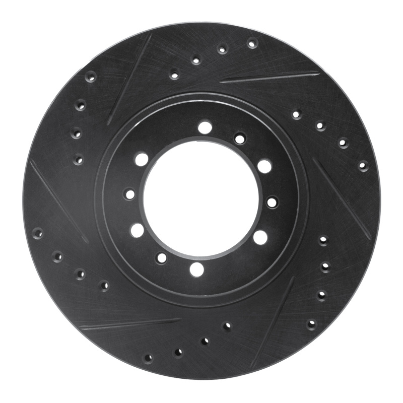 Picture of R1 90-04 Mitsubishi Montero Sport (USA/Canada) Front Left Drilled & Slotted Black Brake Rotor