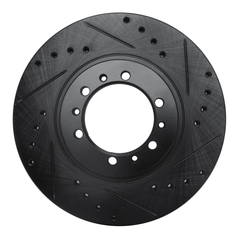 Picture of R1 90-04 Mitsubishi Montero Sport (USA/Canada) Front Right Drilled & Slotted Black Brake Rotor
