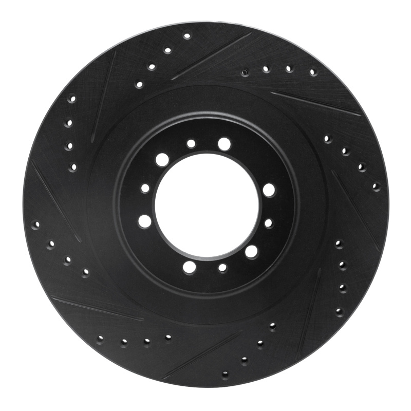 Picture of R1 98-04 Mitsubishi Montero Front Left Drilled & Slotted Black Brake Rotor