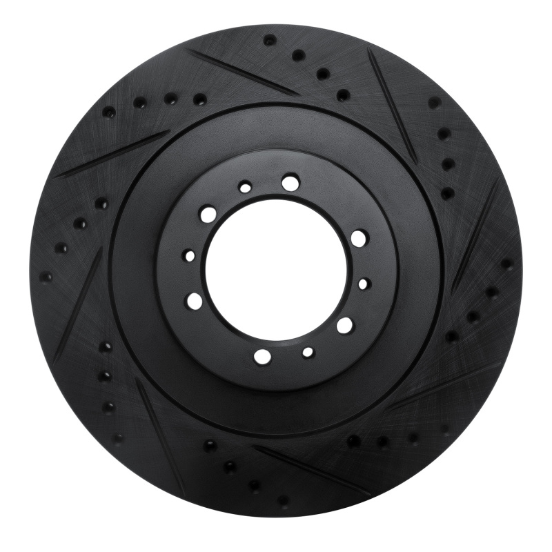 Picture of R1 98-04 Mitsubishi Montero Front Right Drilled & Slotted Black Brake Rotor