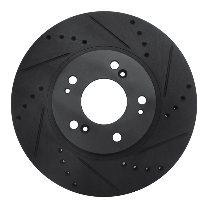 Picture of R1 04-11 Mitsubishi Endeavor Front Right Drilled & Slotted Black Brake Rotor