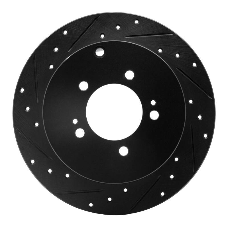Picture of R1 07-15 Mitsubishi Outlander Rear Left Drilled & Slotted Black Brake Rotor