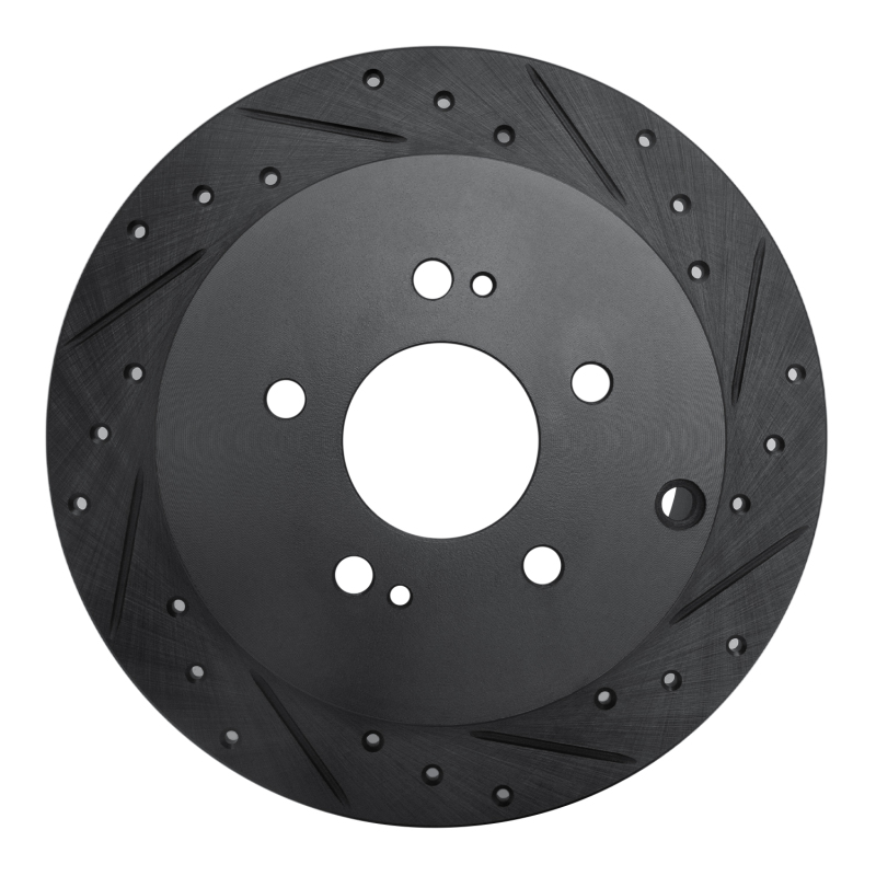 Picture of R1 04-11 Mitsubishi Endeavor Rear Right Drilled & Slotted Black Brake Rotor