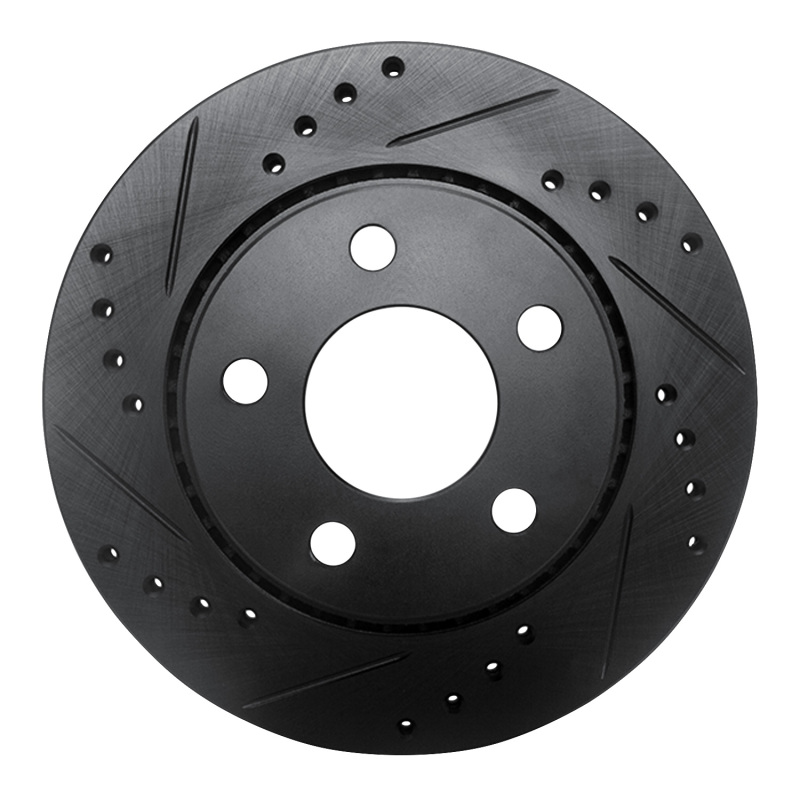 Picture of R1 85-91 Audi 5000CS Turbo Quattro Rear Left Drilled & Slotted Black Brake Rotor