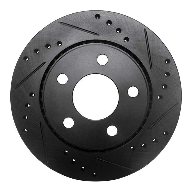 Picture of R1 85-91 Audi 200 Quattro Rear Right Drilled & Slotted Black Brake Rotor