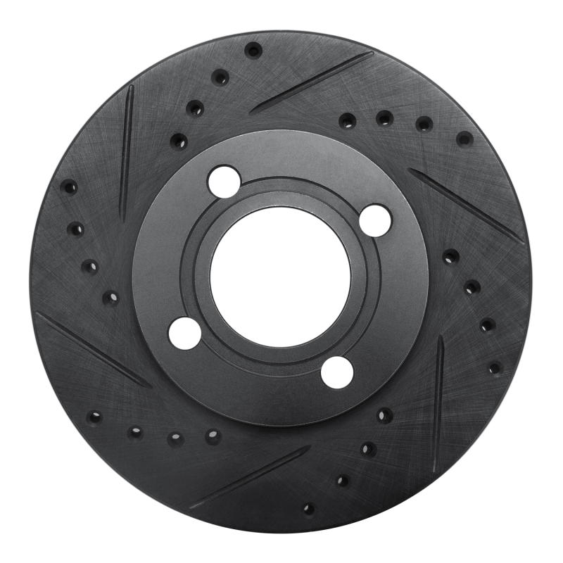 Picture of R1 84-87 Audi 4000 Quattro Front Left Drilled & Slotted Black Brake Rotor
