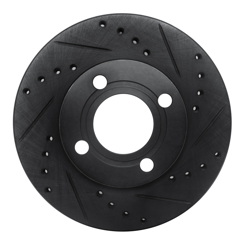 Picture of R1 84-87 Audi Coupe Front Right Drilled & Slotted Black Brake Rotor