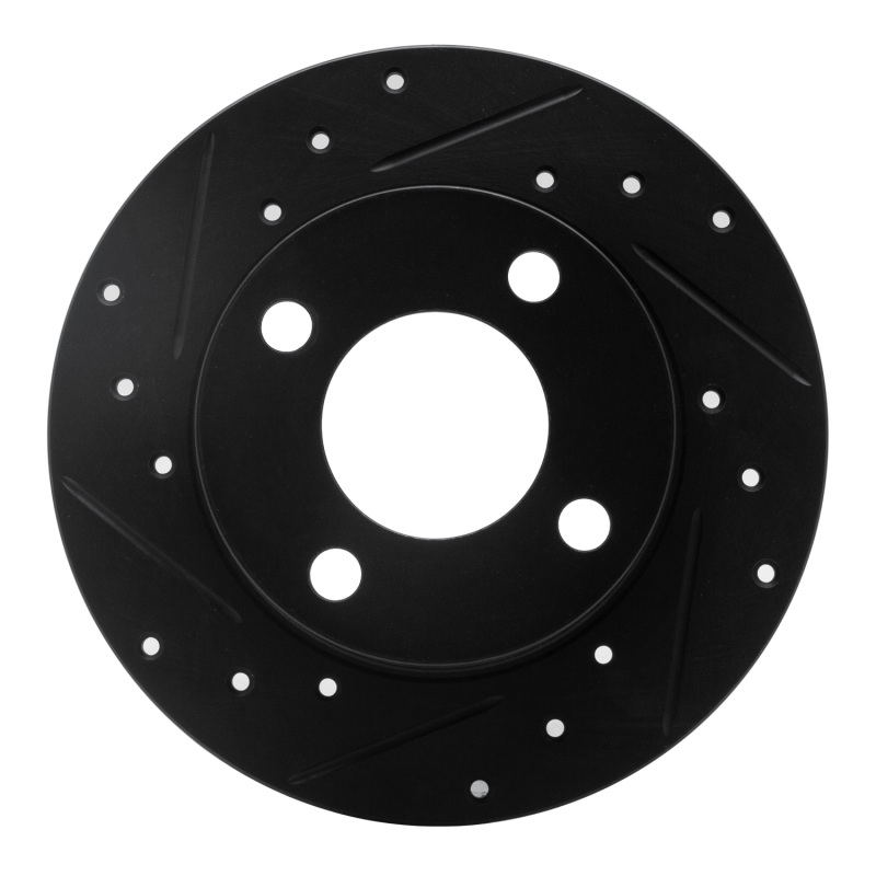 Picture of R1 82-98 Audi Cabriolet Rear Left Drilled & Slotted Black Brake Rotor
