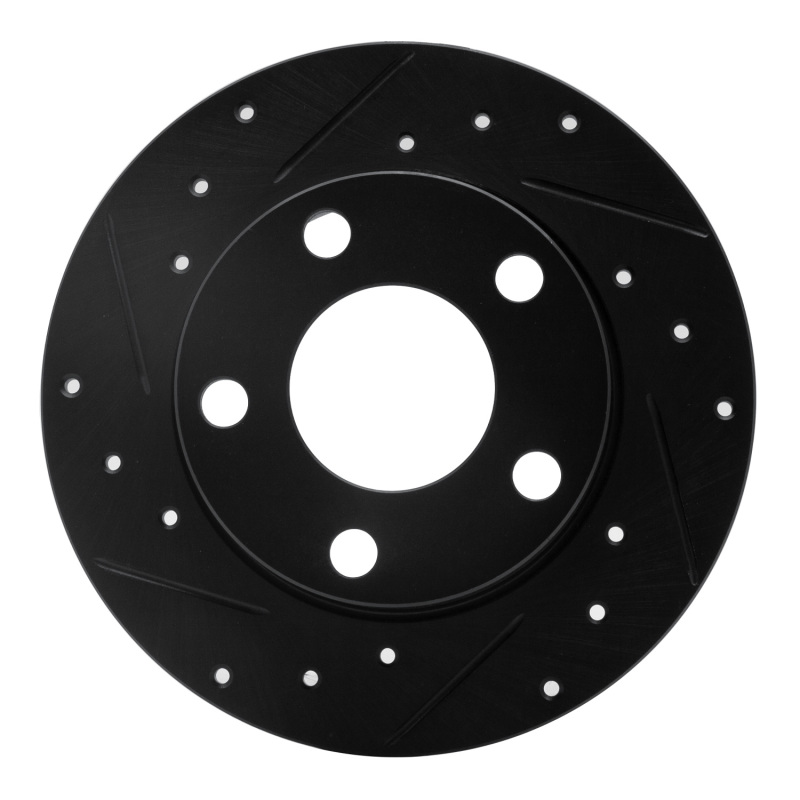 Picture of R1 85-00 Audi 5000CS Turbo Quattro Rear Left Drilled & Slotted Black Brake Rotor