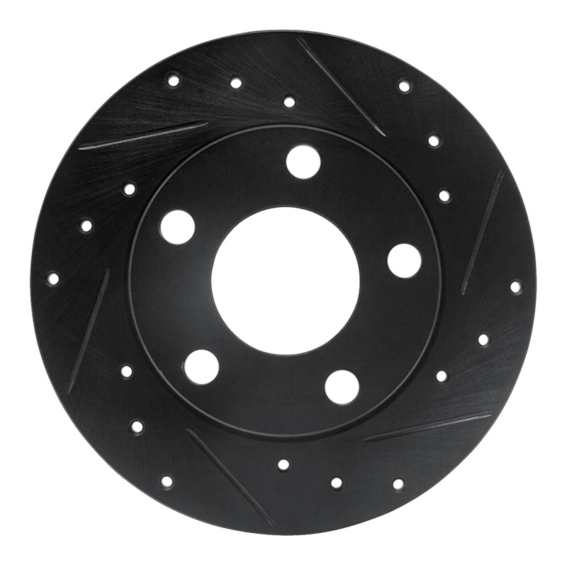 Picture of R1 85-00 Audi 5000S Quattro Rear Right Drilled & Slotted Black Brake Rotor