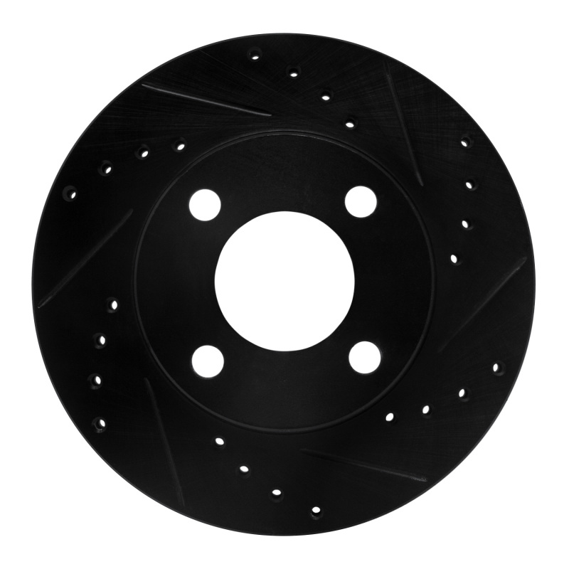 Picture of R1 90-91 Audi 90 Quattro Front Right Drilled & Slotted Black Brake Rotor