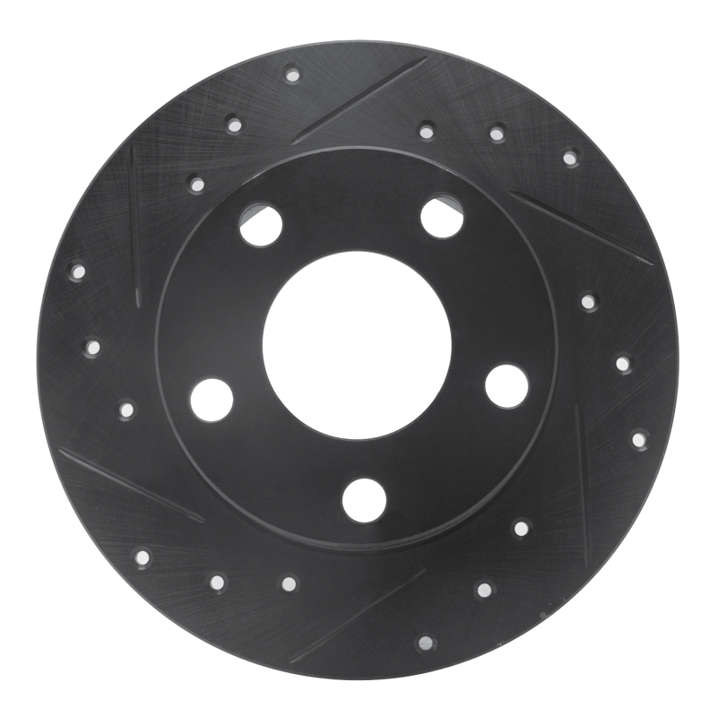 Picture of R1 98-01 Audi A6 Quattro Rear Left Drilled & Slotted Black Brake Rotor