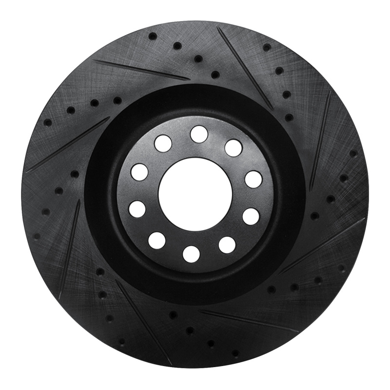 Picture of R1 01-03 Audi S8 Front Right Drilled & Slotted Black Brake Rotor