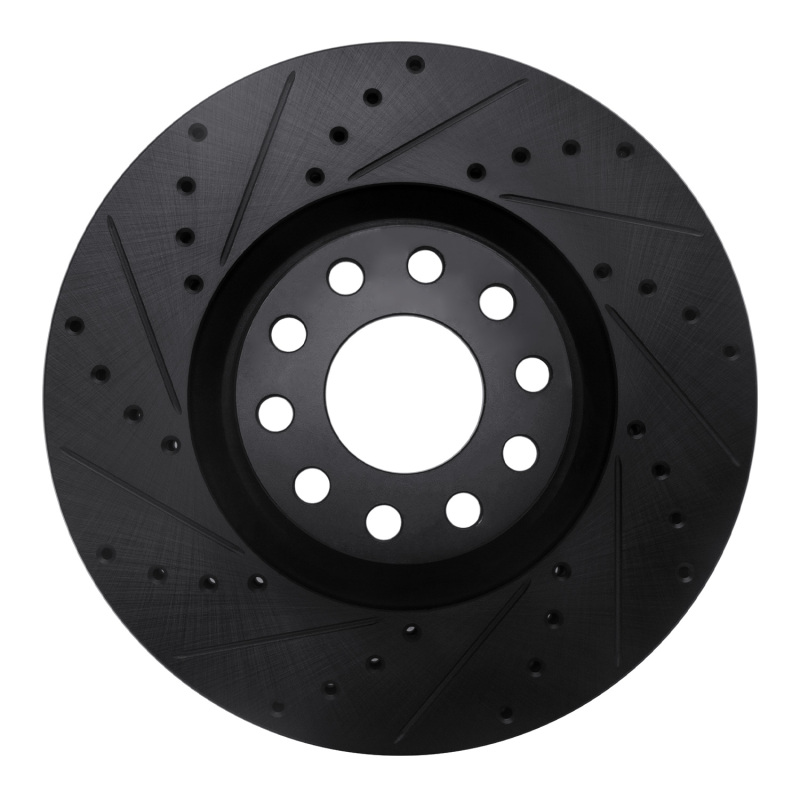 Picture of R1 99-04 Audi S6 Front Left Drilled & Slotted Black Brake Rotor