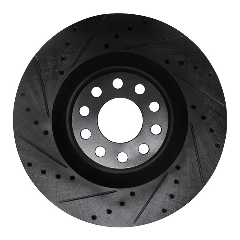 Picture of R1 01-03 Audi S8 Front Left Drilled & Slotted Black Brake Rotor