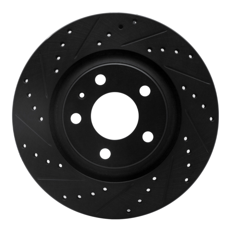 Picture of R1 04-09 Audi S4 Rear Left Drilled & Slotted Black Brake Rotor