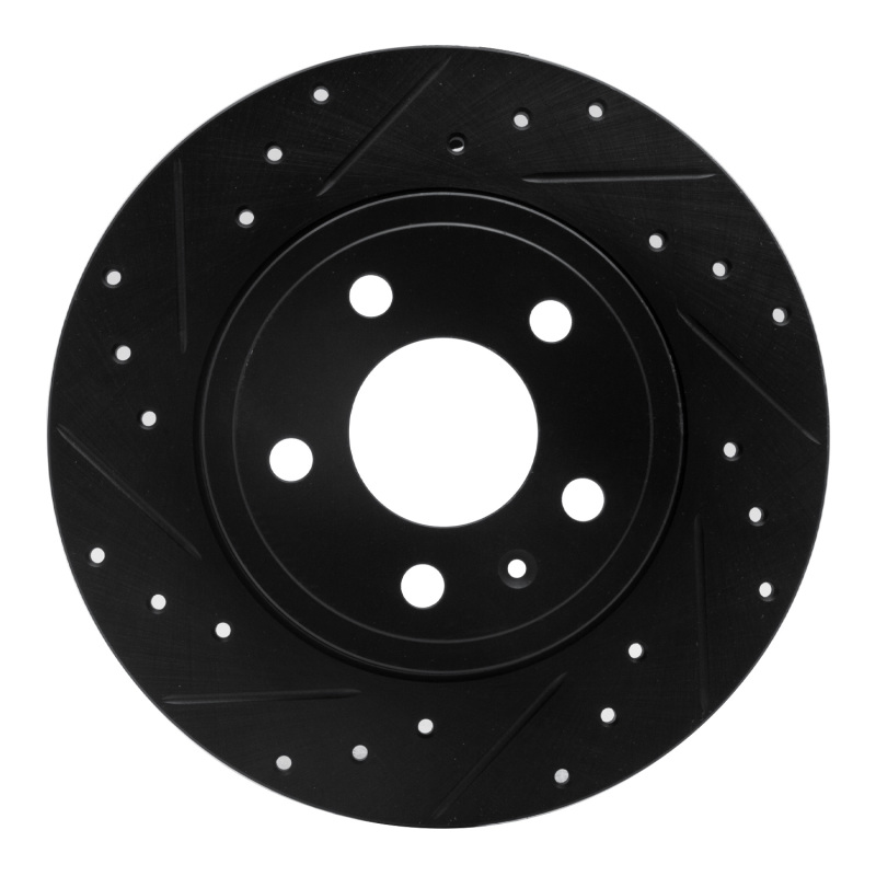 Picture of R1 00-09 Audi A4 Quattro Rear Left Drilled & Slotted Black Brake Rotor
