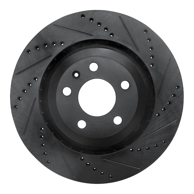 Picture of R1 05-11 Audi A6 Quattro Rear Right Drilled & Slotted Black Brake Rotor