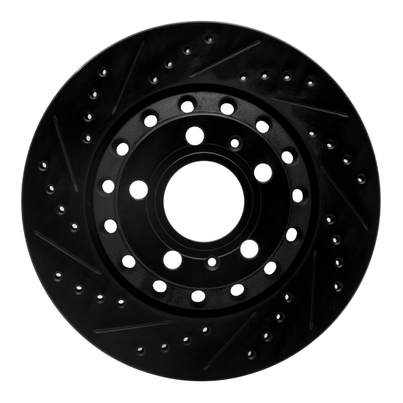 Picture of R1 04-10 Audi A8 Rear Left Drilled & Slotted Black Brake Rotor
