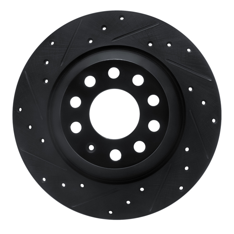 Picture of R1 05-11 Audi A6 Quattro Rear Left Drilled & Slotted Black Brake Rotor