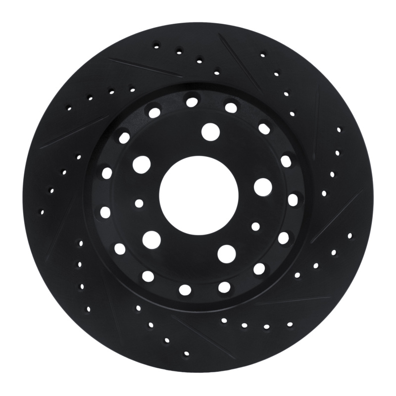 Picture of R1 04-10 Audi A8 Rear Right Drilled & Slotted Black Brake Rotor