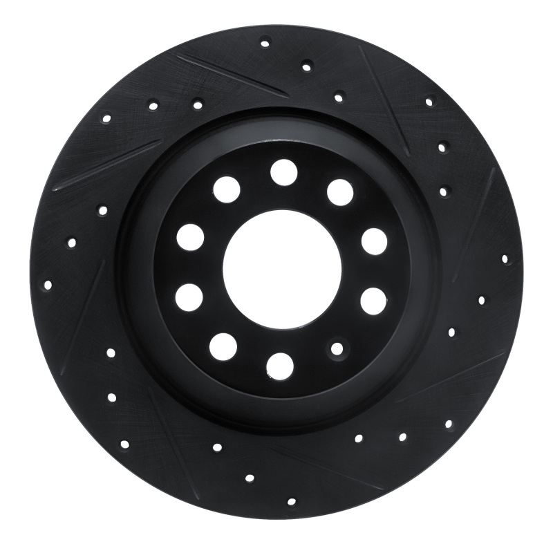 Picture of R1 05-11 Audi A6 Quattro Rear Right Drilled & Slotted Black Brake Rotor