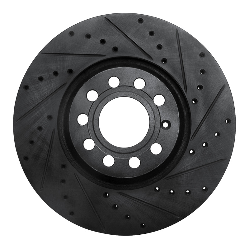 Picture of R1 97-06 Audi A4 Quattro Front Right Drilled & Slotted Black Brake Rotor
