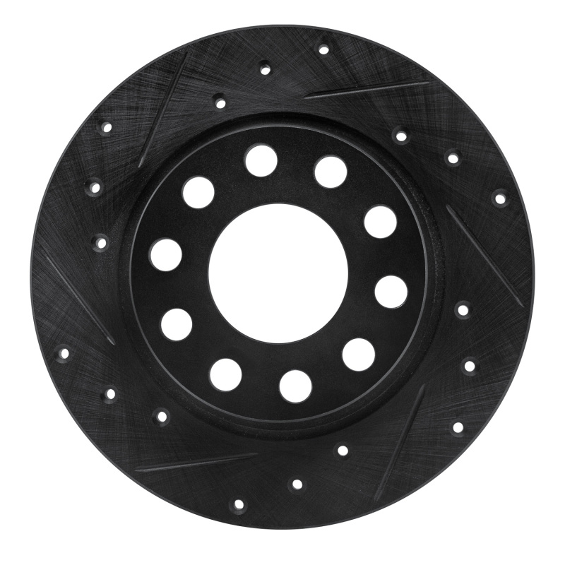 Picture of R1 00-08 Audi A4 (USA/Canada) Rear Left Drilled & Slotted Black Brake Rotor