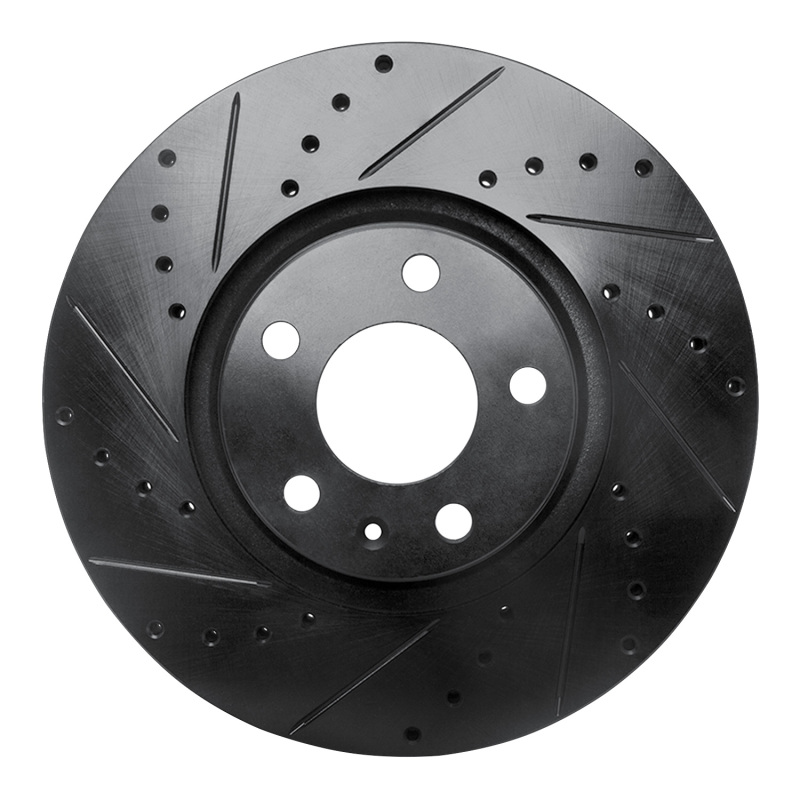 Picture of R1 05-11 Audi A6 Quattro Front Left Drilled & Slotted Black Brake Rotor
