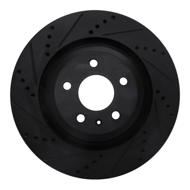 Picture of R1 07-11 Audi S6 Rear Left Drilled & Slotted Black Brake Rotor