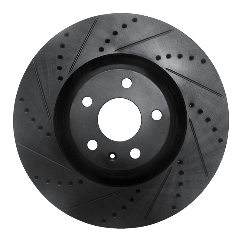 Picture of R1 08-11 Audi TT Quattro Front Left Drilled & Slotted Black Brake Rotor