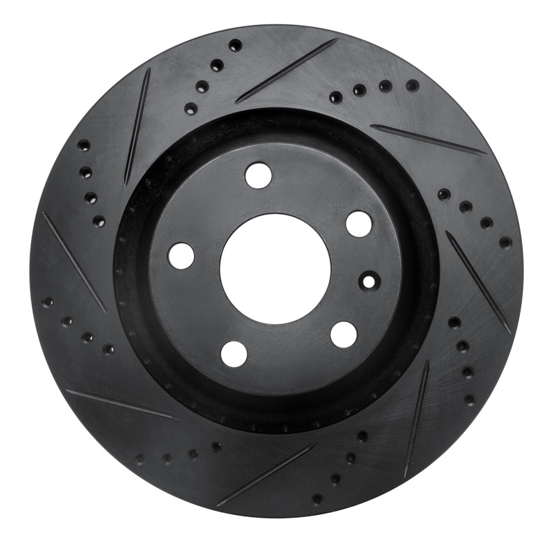 Picture of R1 08-15 Audi TTS Quattro Rear Left Drilled & Slotted Black Brake Rotor