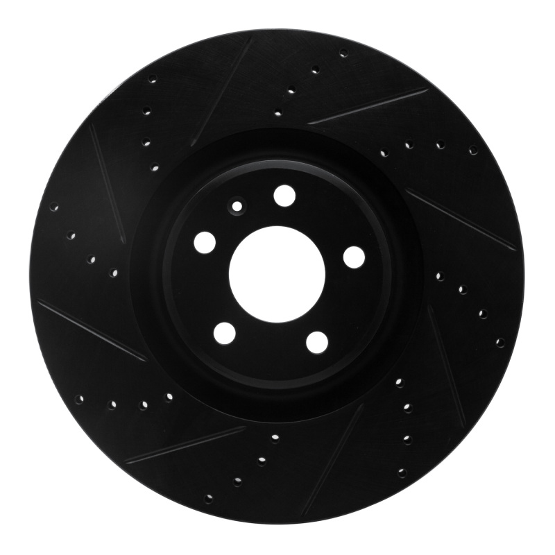 Picture of R1 12-18 Audi A7 Quattro Front Left Drilled & Slotted Black Brake Rotor