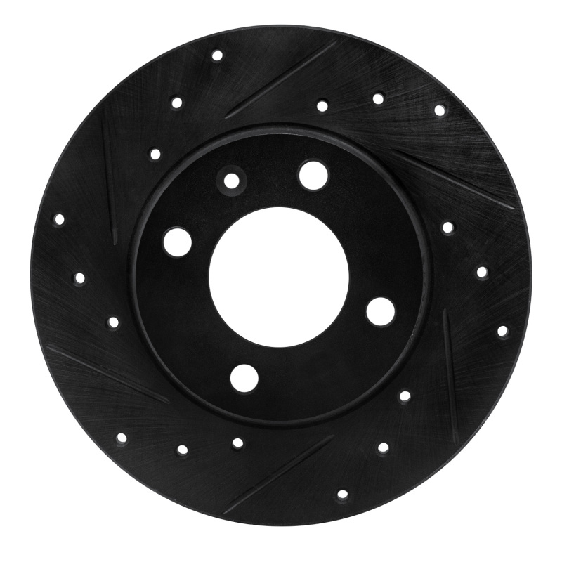 Picture of R1 73-05 Audi Fox Front Left Drilled & Slotted Black Brake Rotor