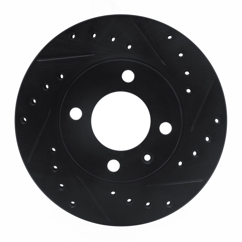 Picture of R1 80-08 Audi 4000 Front Right Drilled & Slotted Black Brake Rotor