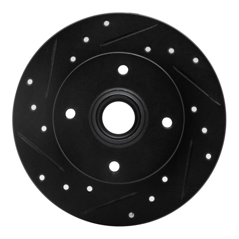 Picture of R1 85-02 Volkswagen Cabrio Rear Left Drilled & Slotted Black Brake Rotor